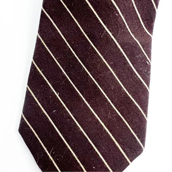 Brooks Brothers Brown‎ Wool Blend Tie Striped Winter Workwear Office Preppy Work - Picture 7 of 8